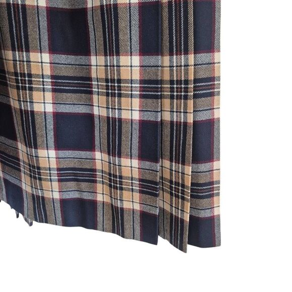 Pitlochry Scotland Vintage Women's Navy Stewart Tartan Wool Skirt w Pin NEW NWT - Picture 9 of 13